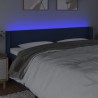 Cabeceira de cama c/ luzes LED tecido 163x16x78/88 cm azul 4