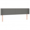 Cabeceira cama c/ luzes LED tecido 203x16x78/88cm cinza-escuro 3