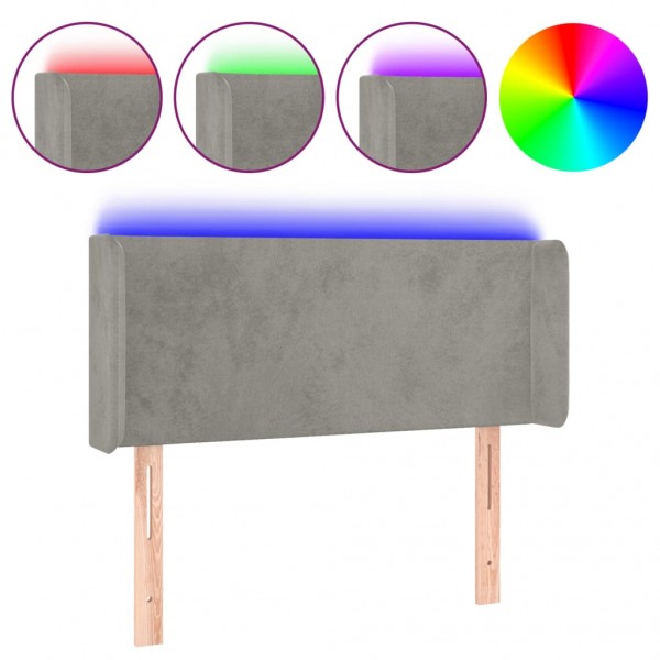 Cabeceira de cama c/ luzes LED veludo 83x16x78/88cm cinza-claro M 2