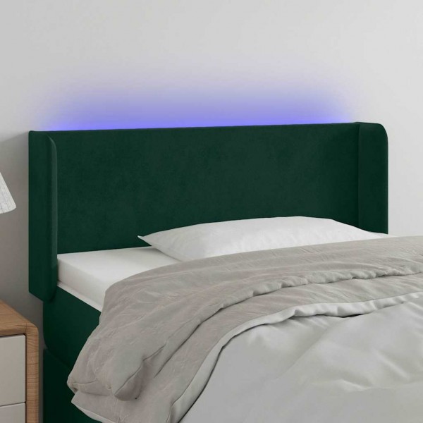 Cabecero con LED de terciopelo verde oscuro 83x16x78/88 cm D