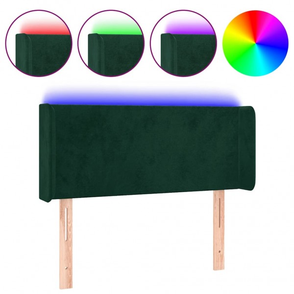 Cabecero con LED de terciopelo verde oscuro 83x16x78/88 cm M 2
