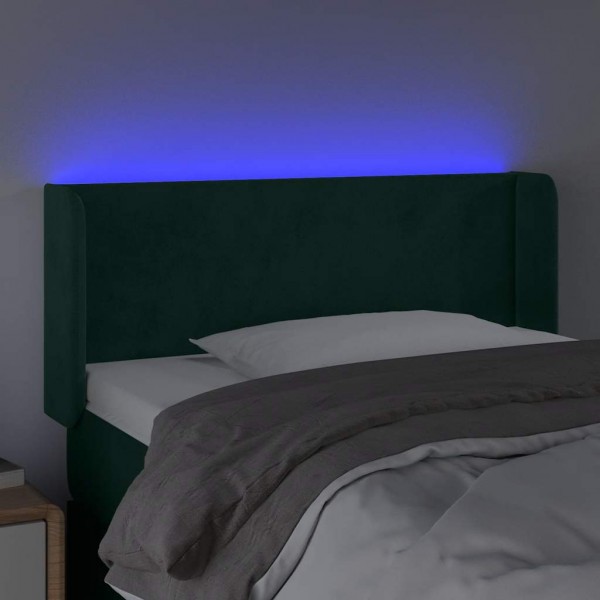 Cabecero con LED de terciopelo verde oscuro 83x16x78/88 cm M 4