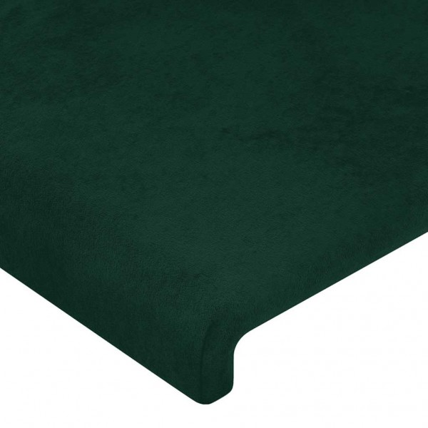Cabeceira cama c/ luzes LED veludo 83x16x78/88 cm verde-escuro M 5