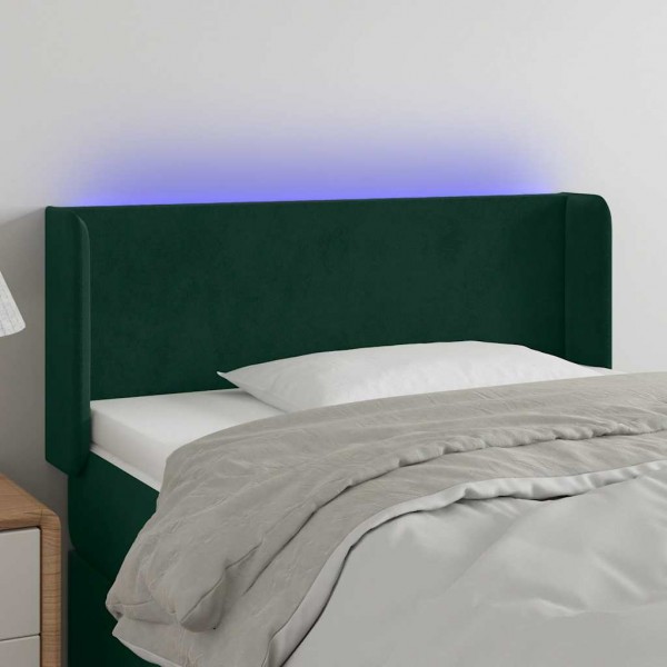 Cabecero con LED de terciopelo verde oscuro 103x16x78/88 cm D