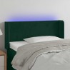Cabeceira cama c/ luzes LED veludo 103x16x78/88 cm verde-escuro 1