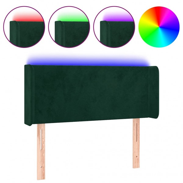 Cabeceira cama c/ luzes LED veludo 103x16x78/88 cm verde-escuro M 2
