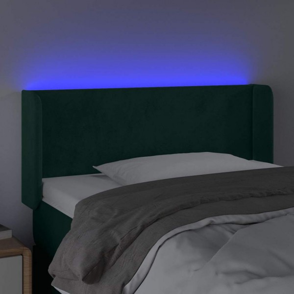 Cabecero con LED de terciopelo verde oscuro 103x16x78/88 cm M 4