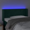 Cabeceira cama c/ luzes LED veludo 103x16x78/88 cm verde-escuro 4