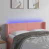 Cabeceira de cama c/ luzes LED veludo 147x16x78/88 cm rosa 1