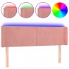 Cabeceira de cama c/ luzes LED veludo 147x16x78/88 cm rosa 2