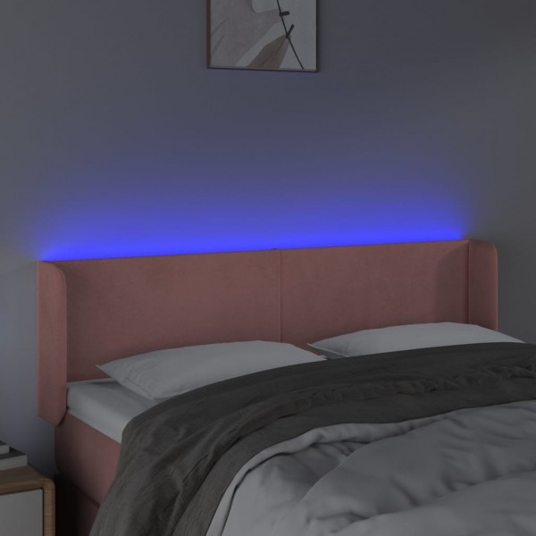 Cabeceira de cama c/ luzes LED veludo 147x16x78/88 cm rosa M 4