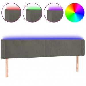Cabecero con LED de terciopelo gris oscuro 183x16x78/88 cm H