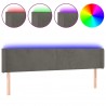 Cabeceira cama c/ luzes LED veludo 183x16x78/88cm cinza-escuro 2
