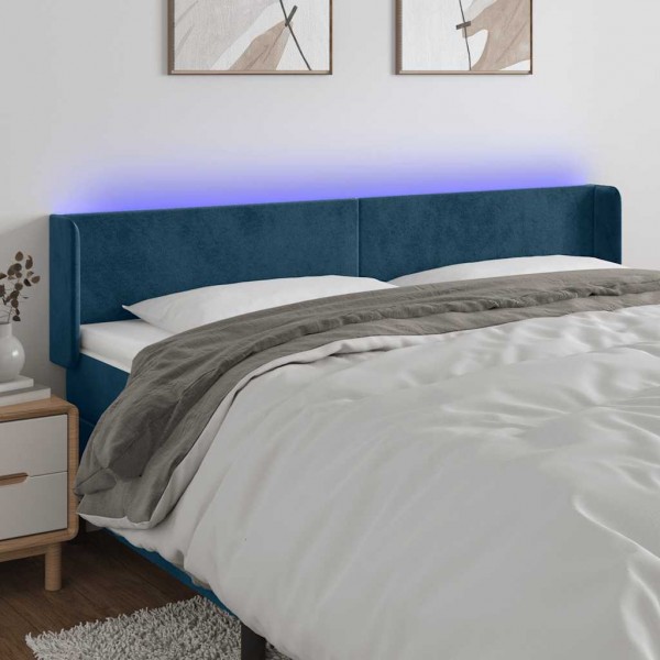 Cabecero con LED de terciopelo azul oscuro 183x16x78/88 cm D