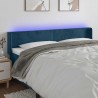 Cabeceira cama c/ luzes LED veludo 183x16x78/88 cm azul-escuro 1