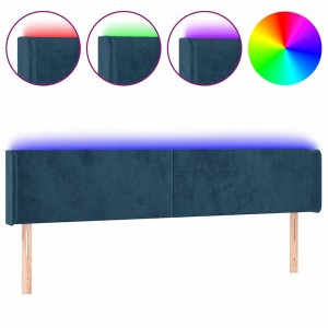 Cabecero con LED de terciopelo azul oscuro 183x16x78/88 cm H