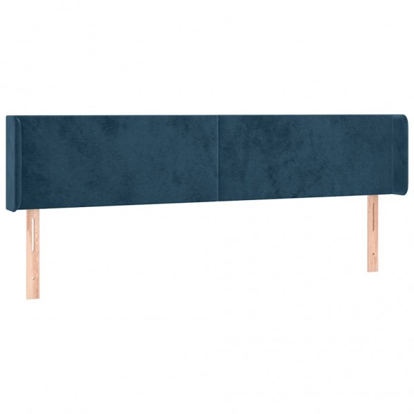 Cabeceira cama c/ luzes LED veludo 183x16x78/88 cm azul-escuro M 3