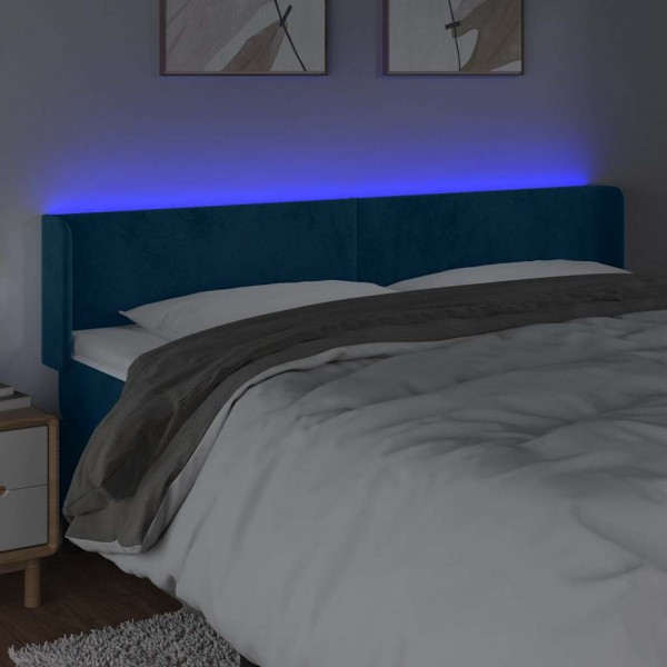 Cabecero con LED de terciopelo azul oscuro 183x16x78/88 cm M 4