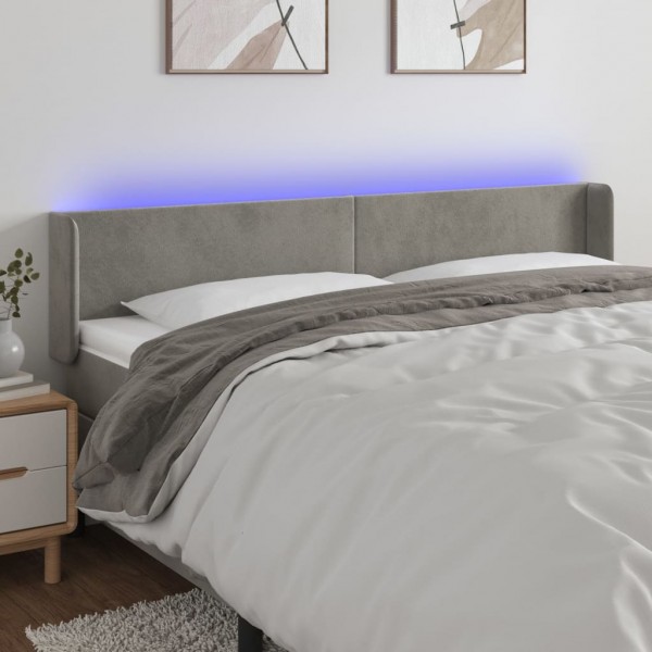 Cabecero con LED de terciopelo gris claro 203x16x78/88 cm D