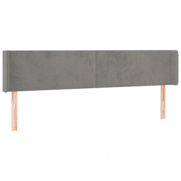 Cabeceira cama c/ luzes LED veludo 203x16x78/88 cm cinza-claro M 3