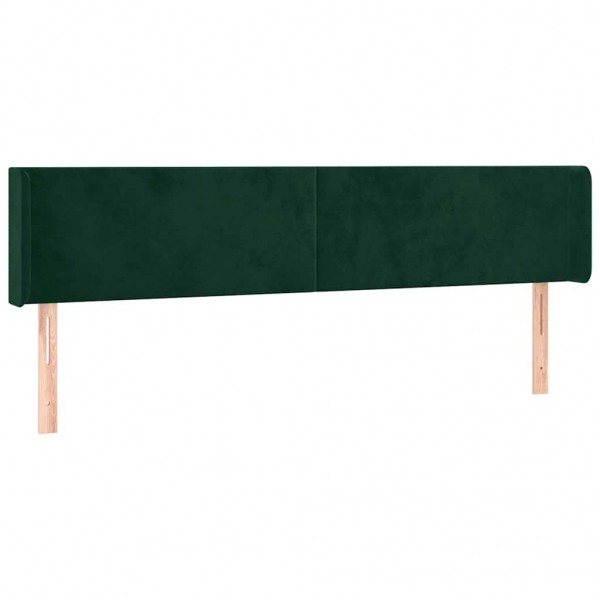 Cabeceira cama c/ luzes LED veludo 203x16x78/88 cm verde-escuro M 3