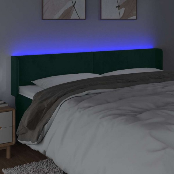 Cabecero con LED de terciopelo verde oscuro 203x16x78/88 cm M 4