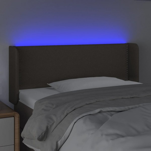 Cabeceira cama luzes LED tecido 93x16x78/88cm cinza-acastanhado M 4
