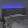 Cabeceira cama c/ luzes LED tecido 103x16x78/88 cm cinza-claro 4