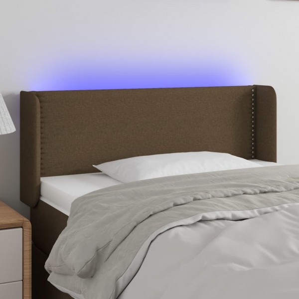 Cabecero con LED de tela marrón oscuro 103x16x78/88 cm D