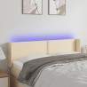 Cabecero con LED de tela crema 147x16x78/88 cm 1