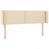 Cabeceira de cama c/ luzes LED tecido 147x16x78/88 cm cor creme 3