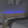 Cabeceira de cama c/ luzes LED tecido 147x16x78/88 cm cor creme 4