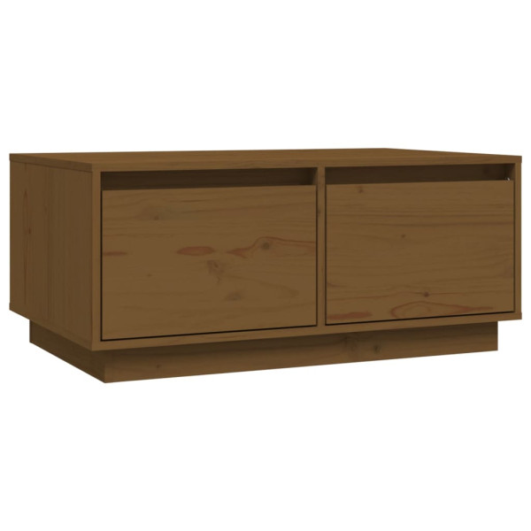 Mesa de centro madera maciza de pino marrón miel 80x50x35 cm M 2