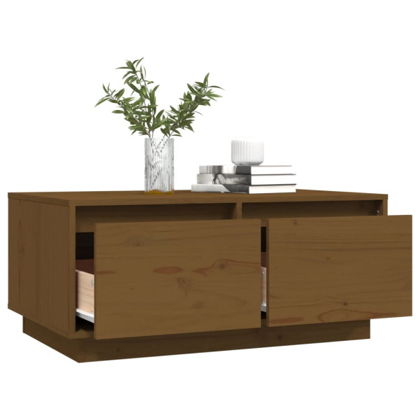 Mesa de centro madera maciza de pino marrón miel 80x50x35 cm M 5