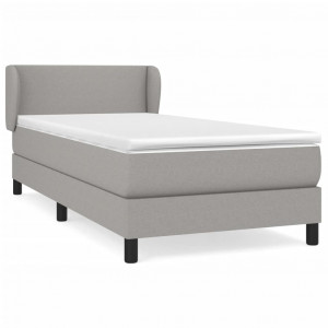 Cama box spring con colchón tela gris claro 100x200 cm H
