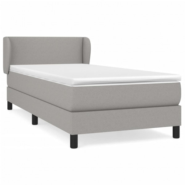 Cama box spring con colchón tela gris claro 100x200 cm M 2