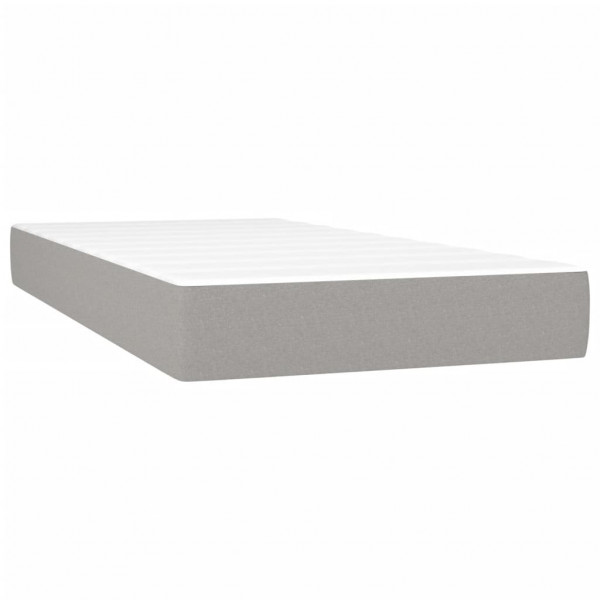 Cama box spring con colchón tela gris claro 100x200 cm M 5