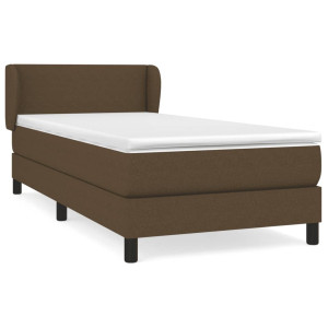 Cama box spring con colchón tela marrón oscuro 100x200 cm H