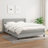 Cama box spring con colchón tela gris claro 140x190 cm 1