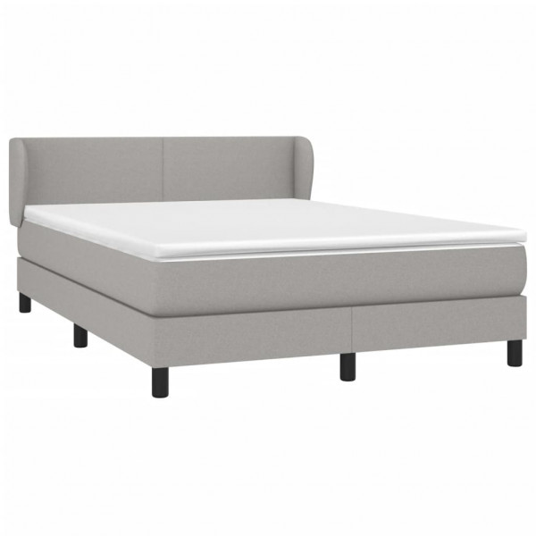 Cama box spring con colchón tela gris claro 140x190 cm M 3