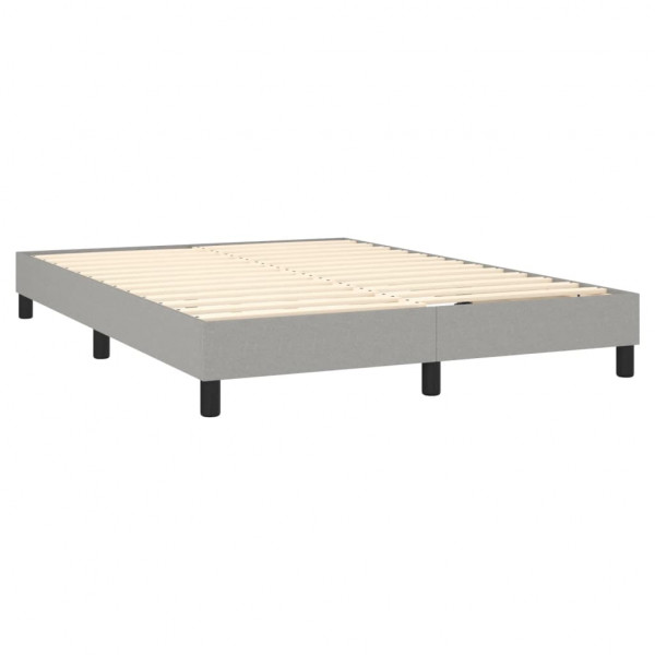 Cama box spring con colchón tela gris claro 140x190 cm M 4