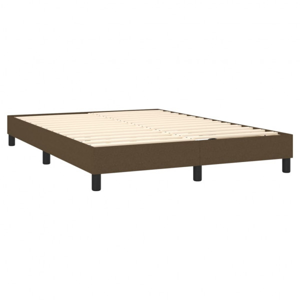 Cama box spring con colchón tela marrón oscuro 140x200 cm M 4