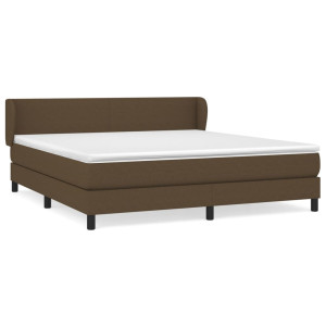 Cama box spring con colchón tela marrón oscuro 160x200 cm H