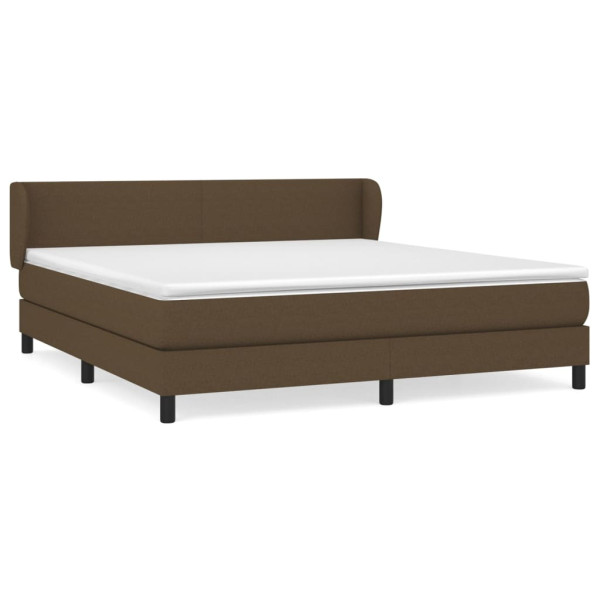 Cama box spring con colchón tela marrón oscuro 160x200 cm M 2