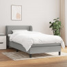 Cama box spring con colchón tela gris claro 90x200 cm 1