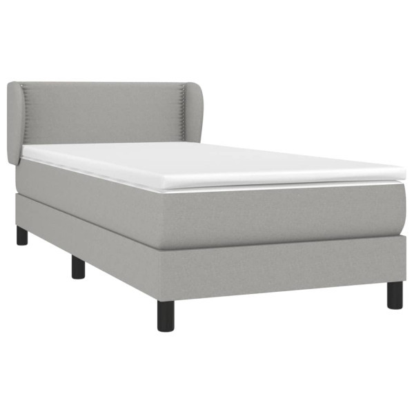 Cama box spring con colchón tela gris claro 100x200 cm M 3