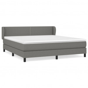 Cama box spring con colchón tela gris oscuro 160x200 cm H