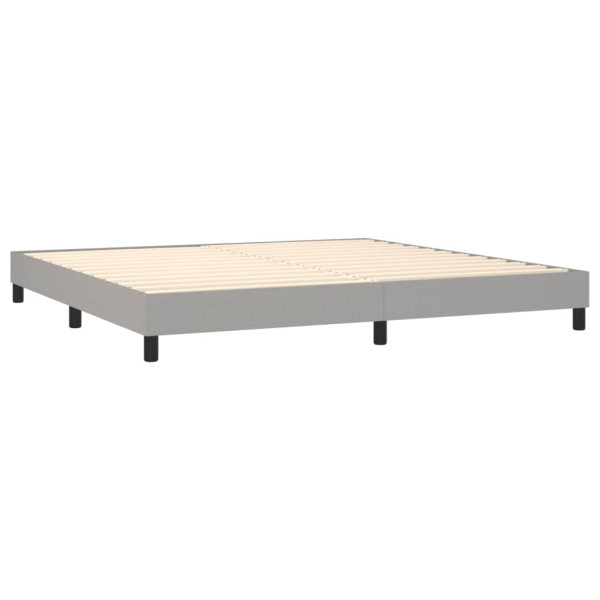 Cama box spring con colchón tela gris claro 200x200 cm M 4