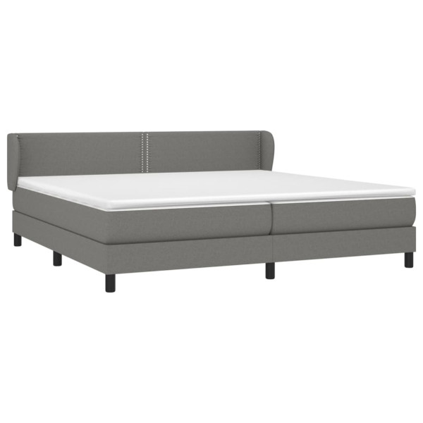 Cama box spring con colchón tela gris oscuro 200x200 cm M 3