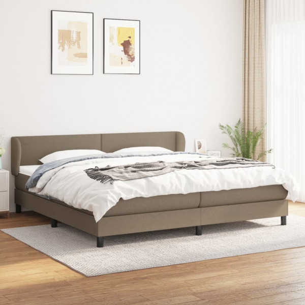 Cama box spring con colchón tela gris taupe 200x200 cm D